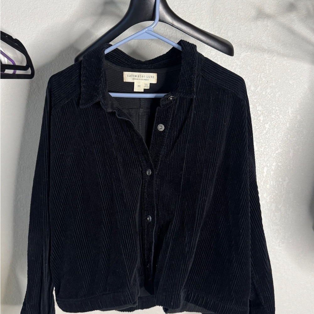 Saltwater LUXE Black Corduroy Button Down Shirt